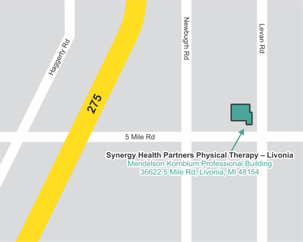 Synergy Health Partners (SHP) Physical Therapy map Livonia location