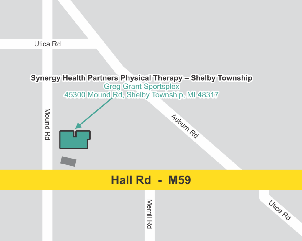 Synergy Health Partners (SHP) Physical Therapy map Shelby Township location